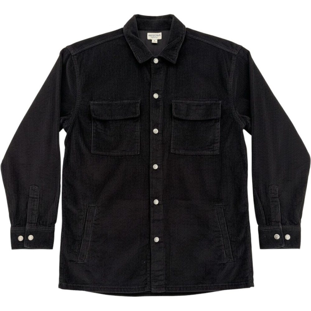 Arizona Shirt Jacket Mens LT Black Corduroy Button Utility Shacket Big Tall